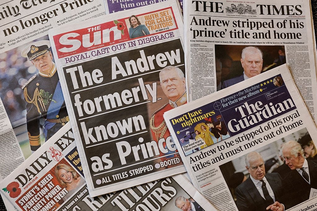 default-146 Front pages of newspapers displayed in London.