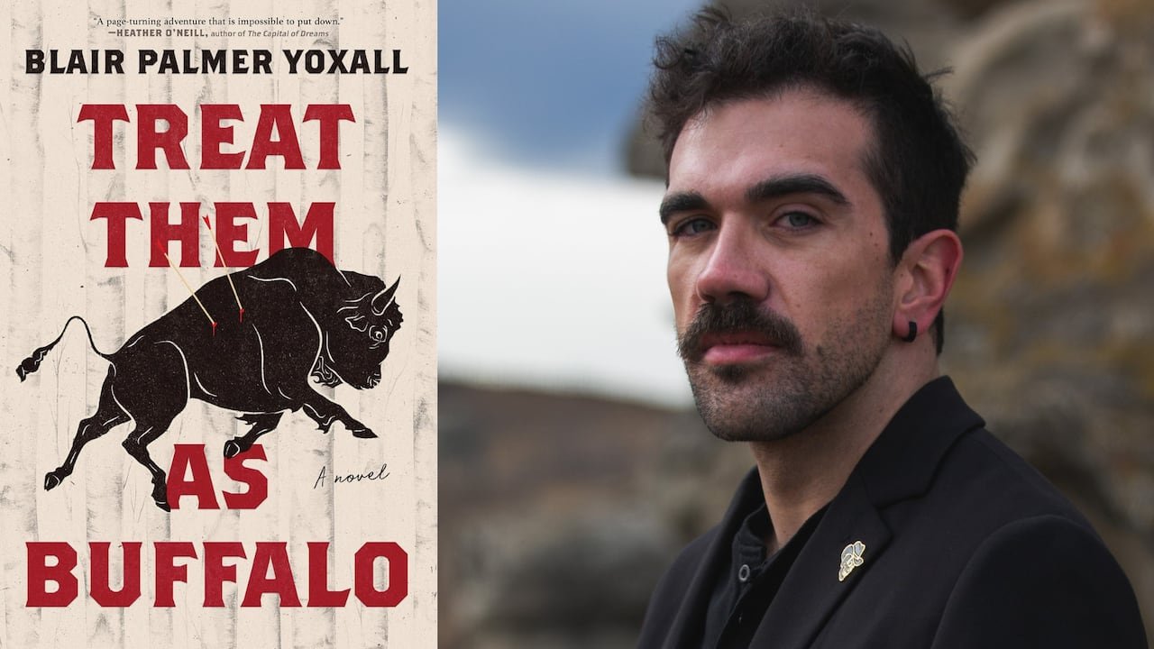 default-297 Book cover featuring a buffalo silhouette and author portrait of a man with a mustache.